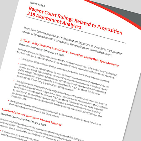 Recent Court Rulings Related to Proposition 218 Assessment Analyses